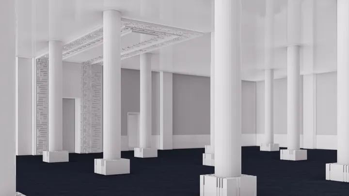 تصور معماري للتشطيبات الداخلية للمصلى
